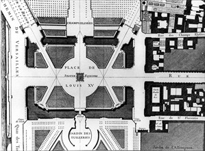 Plan de la place Louis XV et de ses alentours