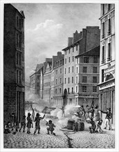 Révolution de 1830 à Paris. Scène de rue :affrontements.