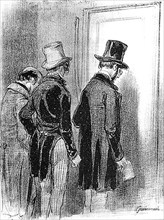 Bailiffs in front of a door
