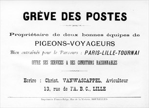 (XIXe - XXe) : Grève des Postes.  On emploie des pigeons voyageurs.