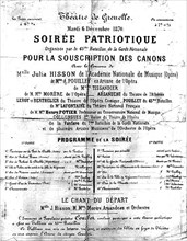Poster of a patriotic evening for the subscription of cannons, 6 December 1870