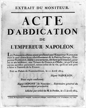 Abdication de Napoléon 1er à Fontainebleau.
