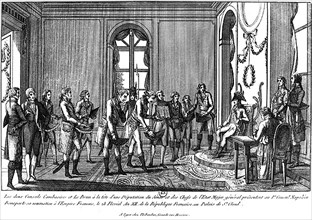 Cambacerès et Lebrun présentent à Napoléon Bonaparte sa nomination à l'Empire