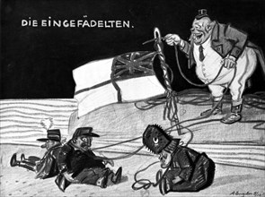 Guerre 14-18 . Caricature allemande sur le rôle de l'Angleterre.