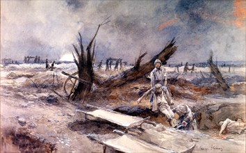 Après la bataille . Tableau de Flameng. 24 septembre 1916