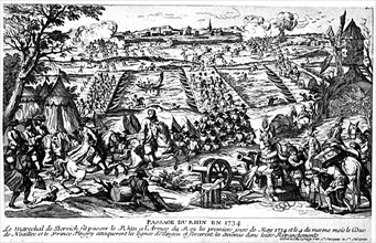 1734. Passage du Rhin sous les ordres du maréchal de Berwick.
