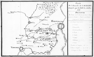Plan de la bataille de Laveldt, gagnée par le roi le 2 juillet 1747.
