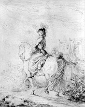 La comtesse du Barry à cheval.