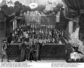 Allegorical engraving on "the ecclesiastical pride confounded by the Parliament"