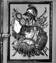 Battant de porte. Emblème guerrier, époque Louis XV.