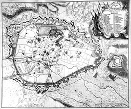 1746. Belgique. Plan de Bruxelles avec ses fortifications.