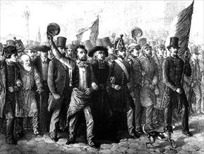 Les Parisiens défilent dans les rues , février 1848
