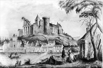 1837. Limousin. Ruines du château de Ségur.