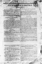 Premier Empire. Mardi 28 janvier 1812. La Une du Journal de l'Empire.