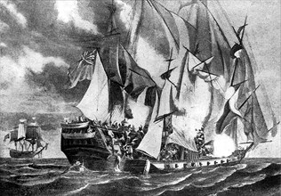 Bataille navale par Garneray. 1801