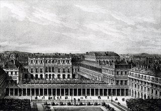 1829. Vue du Palais-Royal sur les jardins.