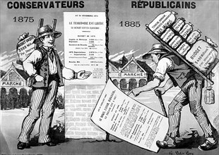 4 octobre 1885. Affiche : " Conservateurs et Républicains ".