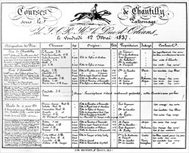 Programme des courses de Chantilly. 12 mai 1837.