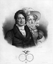 Restauration. Louis-Philippe et la reine Marie-Amélie. Gravure de Maurin.