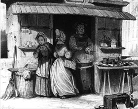 1830. Les rues de Paris. Le marchand de beignets.