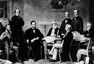 Le président Lincoln lisant la proclamation d'indépendance