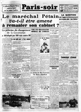 Paris-Soir : " Le maréchal Pétain va-t'il remanier son cabinet ? ".