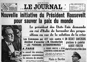 Le Journal. Le président Roosevelt veut sauver la paix du monde.