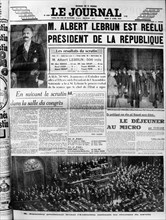 Albert Lebrun is re-elected President of the French Republic.  1939