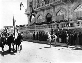 Parade of Arabs in front of King Faisal in Aleppo