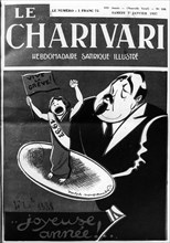 Couverture du Charivari. " Joyeuse Année ! Vive la Grève !". 1937