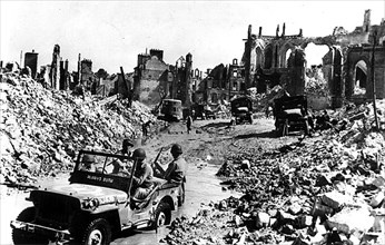Les ruines de Vologne en Normandie, 1944