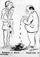 Chute de Daladier. Caricature. 1934