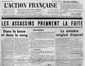 L'Action Française. " Les assassins prennent la fuite... ". 8 février 1934