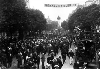 France.  Paris 1909.  Reception of Blériot (1772-1936) in Paris.