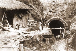 1900.  Indo-China.  Construction of a tunnel.