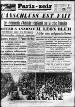 Paris-Soir (13 mars 1938). C'est l'Anschluss.