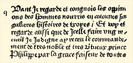 Facsimile of seven lines from the Stories of Troyes