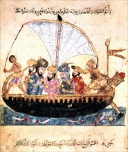Sailing ship on the Euphrates river