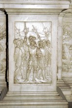 Saint Denis basilica. Bas relief celebrating the victories of Francois I.