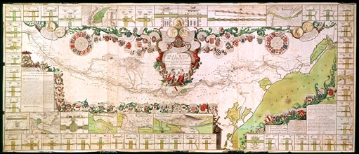 1697. Carte du canal du Midi par Riquet.