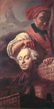 Lemasle, le bourreau Sanson tenant pas les cheveux la tête de Louis XVI