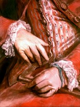Kucharsky, détail d'un tableau représentant Marie-Antoinette : ici ses mains