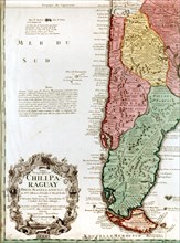 Carte des côtes du Chili découvertes par  Fernandez au XVIe siècle