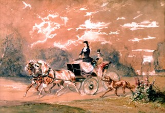 Empress Elisabeth of Austria going for a ride in Laxemburg