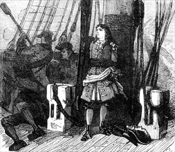 Jean Bart's son tied to the mast during battles, so as to become hardened