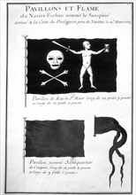 Flags of the sea. Flag and pennant of the pirate ship nicknamed the "Pityless"