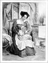 Mrs. Victor Hugo and Léopoldine ca. 1830