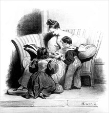 Adèle Hugo et ses enfants, par Achille Deveria