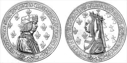 Medal representing Louis XII and Anne of Brittany