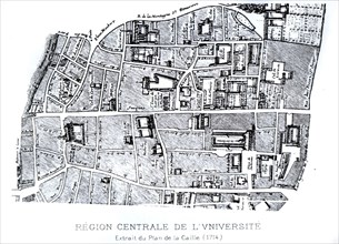 Plan de Paris, partie centrale de l'Université